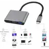 Coverzone Type-c 3in1 Hdmi 4K Usb 3.0 Görüntü Veri Aktarımı Sağlar Usb Adaptör Notebook ve Macbook ile Uyumlu TC-23