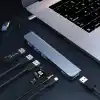 Coverzone Çoklayıcı Adaptör 8 in 1 USB/Type-c To USB A, USB C Macbook uyumlu Çevirici Adaptör Çok Portlu Çoklayıcı 8in1 USB HUB Titanyum Renk BYL2218TU