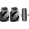 Coverzone Kablosuz Yaka Mikrofonu Çiftli Mikrofon iPhone 15 16 17 ile Uyumlu TYPE-C/Lightning Portlu Telefon PC Tablet Video Kayıt Röportaj Canlı Yayın Vlog Kablosuz Mikrofon F15-2