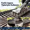 Bluefox Paslanmaz Çelik Izgara Mangal Temizleme Fırçası | Kazıyıcılı, 360º Kapsamlı, 3 Başlı, Ergonomik Tutacaklı Barbekü Fırçası