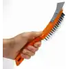 AEE® Spatulalı Çelik Tel Fırça 270 mm Metal Kazıma Temizleme Pas Sökücü Çelik Kıllı El Tipi Nalbur Fırçası Mangal Izgara Temizleyici Kazıyıcı