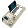 Klasse Çift Renk Dikişli PU Deri Masa Matı 80x40 Cm Mousepad, Su Geçirmez Masa Sümeni, Çift Taraflı Kullanım, Dizüstü Bilgisayar/Ofis/Ev için, Kaymaz Taban (Bej Ve Kahverengi)