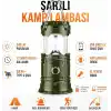 TELVESSE 3 Fonksiyonlu Şarjlı Solarlı Kamp Lambası El Feneri Powerbank Özellikli Taşıma Kulplu Haki 5800T