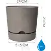 ToXA Begonya Saksı Tabaklı Drenajlı Mat Plastik Çiçek Saksısı (1 Adet, 9 Litre, 25cm, Bej)