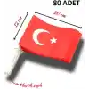 Sopalı Türk Bayrağı 20x12 cm Plastik Saplı El Sallama Bayrağı (20li, 40lı, 80li Paketler), 80