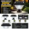 Edson 30W Solar Set Üstü Bahçe Lambası, Güneş Enerjili, Fotoselli, 2 Işık Modlu 6500K Beyaz SMD LED Armatür, IP65 Su Geçirmez, Kablosuz Balkon Dekorasyonu, Duvar Üstü ve Dış Mekân Aydınlatması