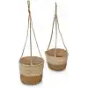 Deconox 2li Asılabilir El Yapımı ve Doğal Çift Renk Yuvarlak Hasır Saksılık Seti, 2li İpli Asılabilir Hasır Yuvarlak Saksı Seti (23cm*18cm-20cm*15cm)