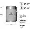 STANLEY Classic Legendary Yemek Termosu + Kaşık 0.4 Litre - Gri (Ash) | Paslanmaz Çelik
