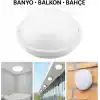 Artos 15W LED Beyaz Tavan Duvar Lambası IP65 Su Geçirmez | Beyaz Işık 6500K | 1500 Lümen | 220V | Banyo Bahçe Balkon İçin Dış Mekan Aydınlatma | 120W Ampul Eşdeğeri