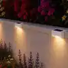 Beyaz Solar Güneş Enerjili Beyaz Köşebent Merdiven Veranda Bahçe LED Lamba Dekoratif Dış Mekan Aydınlatma 4 Lü
