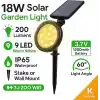 18W Güneş Enerjili Bahçe Armatürü – 9 LED 3200K Günışığı, IP65 Su Geçirmez Solar Spot Lamba, 200 Lümen, Kazıklı veya Duvara Montaj, Açılı Aydınlatma