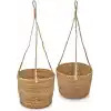 Deconox 2li Asılabilir El Yapımı ve Doğal Yuvarlak Hasır Saksılık Seti, 2li İpli Asılabilir Hasır Yuvarlak Saksı Seti (23cm*18cm-20cm*15cm)