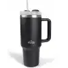Any Morning Vaha 1200 ml Üç Kademe Çevirmeli Kapaklı Çift Katman Çelik Termos Mug Siyah SI2440217