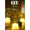 TELVESSE 3lü LED Mum Yaz-Sil Işıklı 3 Kalemli Neon Yazı Tahtası Yazılıp Silinebilir Not Tahtası Akrilik