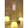TELVESSE 3lü LED Mum Yaz-Sil Işıklı 3 Kalemli Neon Yazı Tahtası Yazılıp Silinebilir Not Tahtası Akrilik