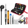 Wellhise S90 90W Çantalı, Ayarlanabilir Sıcaklıklı Havya Lehim Seti, 5 Havya Ucu, Lehim Pompası, Lehim Teli, Stand ve Cımbız