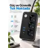 Robeve Blic 3’lü Termal Akım Korumalı Uzatma Prizi – 2 Metre Kablolu, 2 USB + 1 Type-C Hızlı Şarj, Çocuk Korumalı, Aç/Kapa Anahtarlı Çoklu Priz Grup Priz Grup Uzatma Prizi 3lü Priz