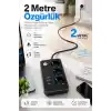 Robeve Blic 3’lü Termal Akım Korumalı Uzatma Prizi – 2 Metre Kablolu, 2 USB + 1 Type-C Hızlı Şarj, Çocuk Korumalı, Aç/Kapa Anahtarlı Çoklu Priz Grup Priz Grup Uzatma Prizi 3lü Priz