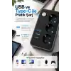 Robeve Blic 3’lü Termal Akım Korumalı Uzatma Prizi – 2 Metre Kablolu, 2 USB + 1 Type-C Hızlı Şarj, Çocuk Korumalı, Aç/Kapa Anahtarlı Çoklu Priz Grup Priz Grup Uzatma Prizi 3lü Priz