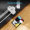 Akım Korumalı Priz, Duvar Priz Çoğaltıcı, 3x Priz Soketi, 2x Type-C Girişi, 1x Usb Girişi, Çocuk Korumalı ve Isıya Dayanıklı Yapı, Aşırı Gerilim Koruyucu, 16A/3680W (Kablosuz) (Beyaz)