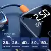 Hava Kompresörü, 150 PSI Dijital Göstergeli Oto Kompresör, Araba, Motosiklet, Bisiklet ve Top İçin, Taşınabilir Şarjlı Kullanım, Fener Işığı, 4000 Mah Batarya, 3 Farklı Başlık (PSI,KPA,BAR,KG/CM²)