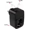 Akım Korumalı Priz, Tekli Priz, USB’li Priz ve Type-C Priz, Priz Çoklayıcı, Voltaj Korumalı Priz, 16A 3680W Duvar Tipi (SİYAH)