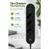 Robeve Blic Termal Akım Korumalı 3’lü Priz 2500W – 1 USB-C + 2 USB-A Hızlı Şarj Girişli Çoklu Priz – Aşırı Akım, Isınma ve Kısa Devre Korumalı Aç/Kapa Anahtarlı Siyah Uzatma Prizi Grup Priz