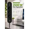 Robeve Blic Termal Akım Korumalı 3’lü Priz 2500W – 1 USB-C + 2 USB-A Hızlı Şarj Girişli Çoklu Priz – Aşırı Akım, Isınma ve Kısa Devre Korumalı Aç/Kapa Anahtarlı Siyah Uzatma Prizi Grup Priz