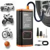 Enshall Taşınabilir Hava Kompresörü Lastik Şişirme - 150PSI Araba Lastikleri Hava Pompası Lastik Basınç Ölçerli LED Işık, 5400mAh Pil ve 12V DC Akıllı Lastik Şişirme Cihazı Araba, Motosiklet, Bisiklet