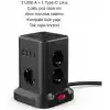 SMAYLİNG Kule Tipi Çoklu Priz - 3 USB-A + 1 Type-C Çıkışlı, Akım Korumalı, Tek Tuş Kontrollü Masaüstü Priz