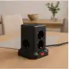 SMAYLİNG Kule Tipi Çoklu Priz - 3 USB-A + 1 Type-C Çıkışlı, Akım Korumalı, Tek Tuş Kontrollü Masaüstü Priz