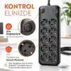Babilden 2 Metre Termal Akım Korumalı 10lu Priz Çoklayıcı, 2 USB 2 Type-C Girişli 16A 4000W Onlu Dönüştürücü Uzatma Kablosu 10 Adet Anahtarlı Giriş Masaüstü Duvar Çoklu Prizi