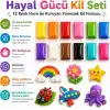 Hayal Gücü Kil Seti - 12 Renkli Hava ile Kuruyan Zıplayan Kil Hamuru, Yumuşak ve Kolay Şekillenen, Kokusuz, Eğitici Aktivite Seti -