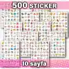Sticker Seti 500 Adet İngilizce Temalı Etiket, Günlük Ajanda ve Defterlere, Karikatür Konsept, Öğretmen-Öğrenciler, Erkek-Kız Çocuk ve Yetişkinlere Kendinden Yapışkanlı Eğlenceli Çıkartmalar