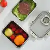 MallArt® Paslanmaz Çelik Saklama Kabı, Tarih İndikatörlü Sızdırmaz Bento Yemek Kabı, Kilitli Kapaklı Ev Akıllı Gıda Koruyucu Sefer Tası (1.6LT Dikdörtgen)