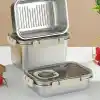 MallArt® Paslanmaz Çelik Saklama Kabı, Tarih İndikatörlü Sızdırmaz Bento Yemek Kabı, Kilitli Kapaklı Ev Akıllı Gıda Koruyucu Sefer Tası (1.6LT Dikdörtgen)