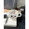ARVALE Sevimli Kedi Tasarımlı Beyaz Seramik Kupa - Dekoratif Bardak