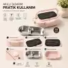 304 Paslanmaz Çelik Çift Bölmeli Beslenme Kutusu, Çatal Kaşıklı Sızdırmaz Sefer Tası Yemek Kabı, Kahverengi Gri Yeşil Pembe Renk Seçenekleri (Pembe)