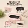 304 Paslanmaz Çelik Çift Bölmeli Beslenme Kutusu, Çatal Kaşıklı Sızdırmaz Sefer Tası Yemek Kabı, Kahverengi Gri Yeşil Pembe Renk Seçenekleri (Pembe)