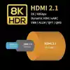 Paugge Ultra Sertifikalı HDMI® 2.1b Kablo - (2.1b/2.1/2.0b/2.0/1.4) 10K, 8K 60Hz, 4K 240Hz 165Hz 144Hz 120Hz 60Hz, eARC, HDCP2.3, HDR, D-HDR, Dolby Vision, Dolby Atmos (3m)