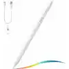 URUCHI Aktif Stylus Kalem, iPad, iPhone ve Android Tabletler ile Uyumlu, 4 LED Işıklı Pil Göstergesi, USB-C Şarjlı, Bluetooth Gerektirmez, Hassas Kapasitif Dokunmatik Kalem, Beyaz
