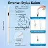 URUCHI Aktif Stylus Kalem, iPad, iPhone ve Android Tabletler ile Uyumlu, 4 LED Işıklı Pil Göstergesi, USB-C Şarjlı, Bluetooth Gerektirmez, Hassas Kapasitif Dokunmatik Kalem, Beyaz