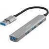 S-link SW-U333 USB Hub 4 Port Metal USB Çoklayıcı, 1x USB 3.0 + 3x USB 2.0, 5Gbps Hızlı Veri Aktarımı, Slim Alüminyum Tasarım, Tak Çalıştır USB Çoğaltıcı Hub, Laptop PC Uyumlu