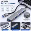 S-link SW-U333 USB Hub 4 Port Metal USB Çoklayıcı, 1x USB 3.0 + 3x USB 2.0, 5Gbps Hızlı Veri Aktarımı, Slim Alüminyum Tasarım, Tak Çalıştır USB Çoğaltıcı Hub, Laptop PC Uyumlu