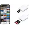 Coverzone Lightning Girişli iPhone 11 12 13 14 Uyumlu Kart Okuyucu SD Kart Adaptörü TF Kart Okuyucu Disk Adaptörü Mobil Kart Okuyucu Hızlı Aksesuarları Bağlayın - (S101 - Lightning)