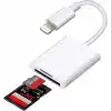 Coverzone Lightning Girişli iPhone 11 12 13 14 Uyumlu Kart Okuyucu SD Kart Adaptörü TF Kart Okuyucu Disk Adaptörü Mobil Kart Okuyucu Hızlı Aksesuarları Bağlayın - (S101 - Lightning)