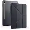 Aksesuarcim Samsung Galaxy Tab S10 FE SM-X520 X526 ile Uyumlu Kılıf Silikon Yumuşak Kalem Bölmeli Esnek 4 Farklı Stand Olabilen Tablet Kılıfı Siyah