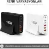 Jouis Çoklu Şarj İstasyonu GaN 150W - 6 Portlu Masaüstü Hızlı Şarj Cihazı (4x Type-C 100W/20W, 2x USB-A 18W) MacBook, Laptop, iPhone 15/14, iPad ve Android Uyumlu Akıllı Şarj Adaptörü