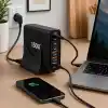 Jouis Çoklu Şarj İstasyonu GaN 150W - 6 Portlu Masaüstü Hızlı Şarj Cihazı (4x Type-C 100W/20W, 2x USB-A 18W) MacBook, Laptop, iPhone 15/14, iPad ve Android Uyumlu Akıllı Şarj Adaptörü