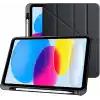 Klasse Apple iPad 10.9 inç 2022 10. Nesil Uyumlu Smart Kılıf, Apple Pencil Kalemlikli, Trifold, Esnek, Mat, Darbeye Tam Dayanıklı Tablet Kılıfı (Siyah)